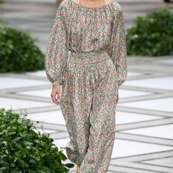 NWOT Tory Burch Legacy Silk Multi Floral Off-The-Shoulder Top Blouse XS $369 - Picture 2 of 12